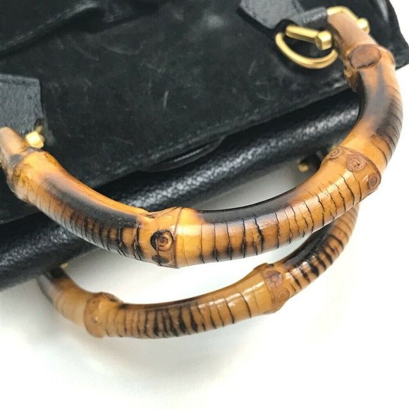 GUCCI 007・1793・0238 Pochette Bamboo 2WAY Hand Bag Shoulder Bag Cross body - Picture 6 of 12